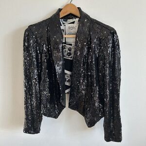 Lyric Culture Blondie Vintage Black Sequin Jacket Size 1X Rare